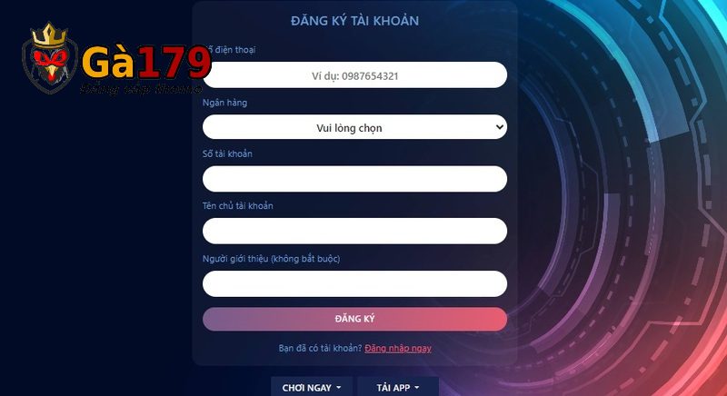 Đăng ký Ga179 để tham gia cá cược hợp lệ